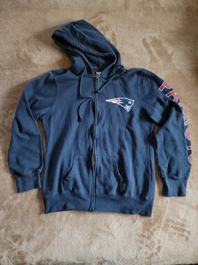 New England Patriots Navy Zip-Up Hoodie with Logo